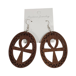 Wooden Ankh Earrings - OJ Styles and Accessories