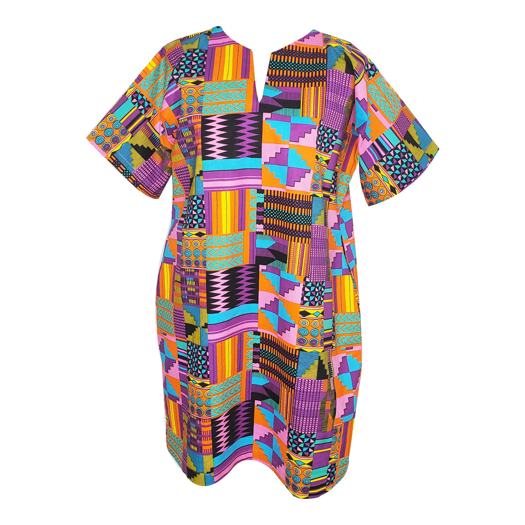 kente mini dress Kente Pink Dashiki Mini Dress 2XL