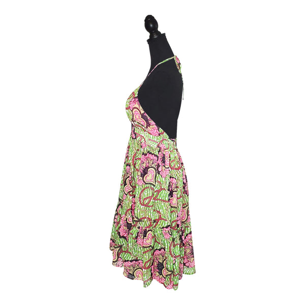 Pink & Green Forest Chiffon Dress