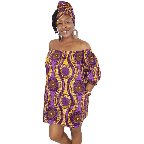 Purple Crown Off Shoulder Loose Mini Dress Purple Crown Off Shoulder Loose Mini Dress