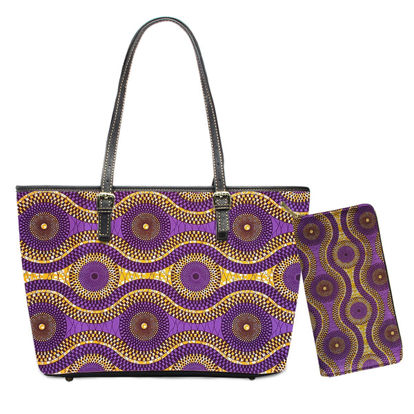 Purple Crown Leather Tote Set - OJ Styles and Accessories