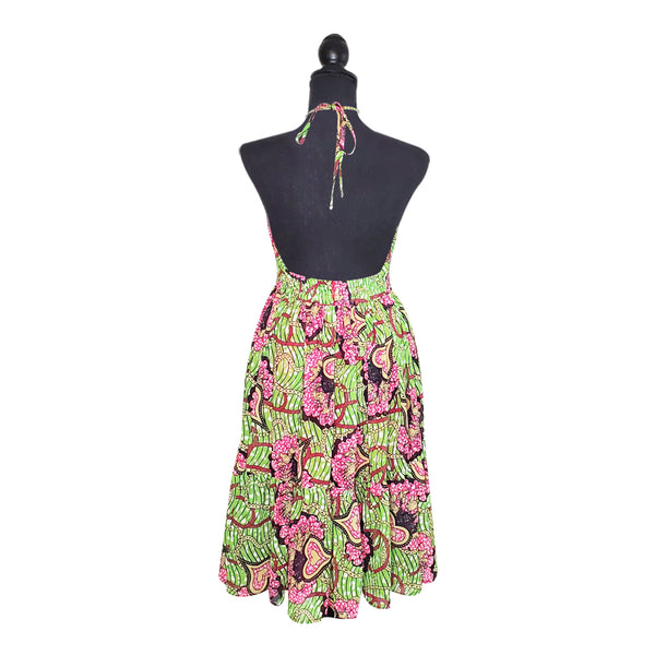 Pink & Green Forest Chiffon Dress