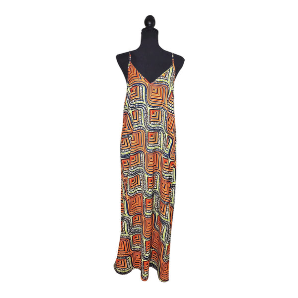 Brown Abstract Chiffon Dress