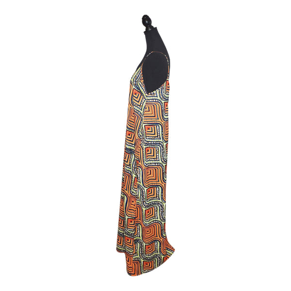 Brown Abstract Chiffon Dress